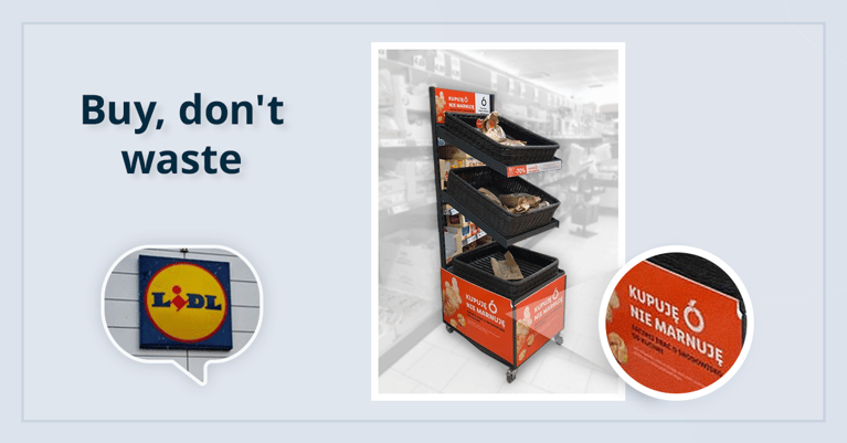Lidl's "Buy, don't waste" stand with bread 70% off